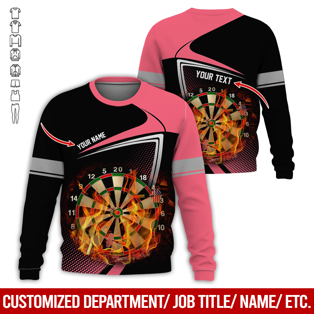 Customized Darts Sweatshirt, Flaming Dartboards Pattern Black & White Sweatshirt For Men & Women, Perfect Gift For Darts Lovers, Friend, Family