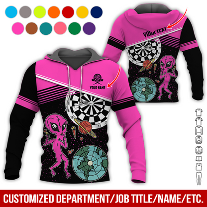 Customized Name & Text Darts Premium Hoodie, Aliens & Space Hoodie, Perfect Gift For Darts Lovers, Friend, Family