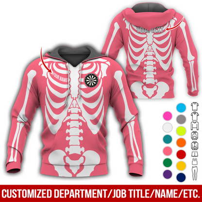 Personalized Skeleton Darts Premium Hoodie, Customized Name & Text Darts Hoodie, Perfect Gift For Darts Lovers, Darts Player