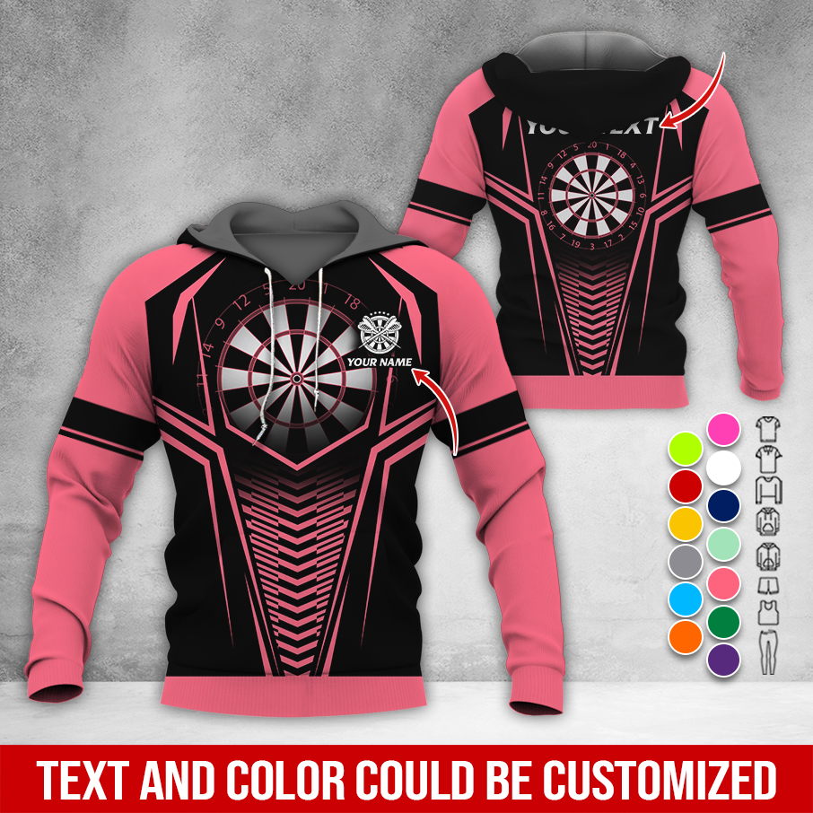 Personalized Name & Text Darts Premium Hoodie, Darts Sport Pattern Hoodie For Men & Women, Perfect Gift For Darts Lovers, Friend, Family