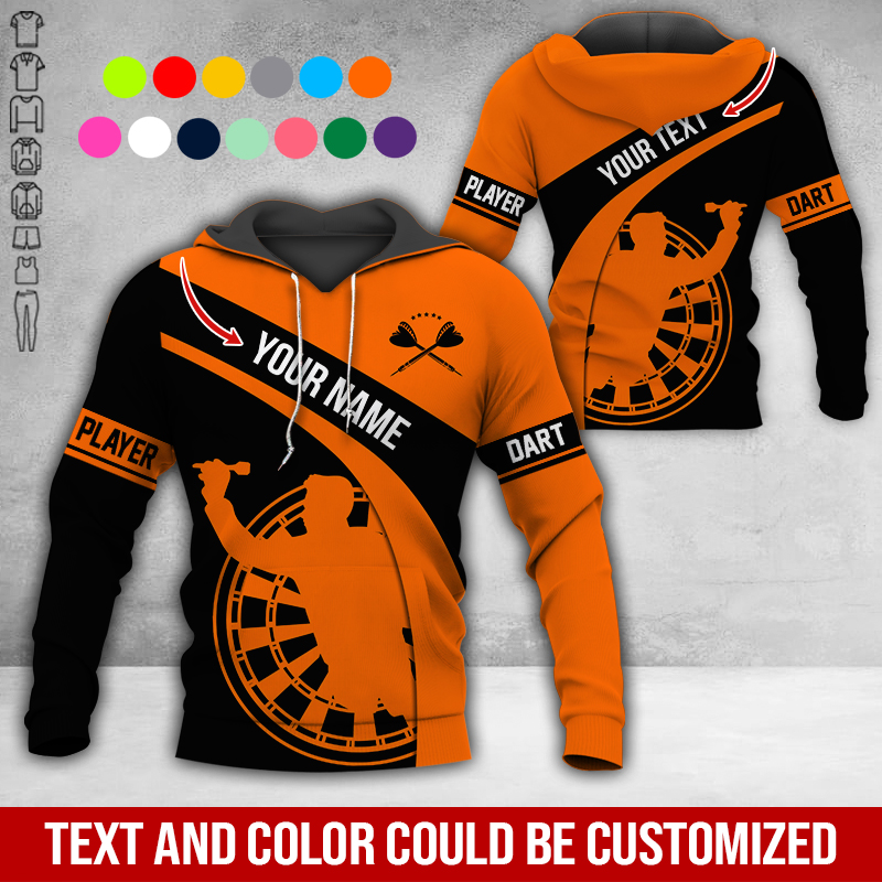 Customized Name & Text Darts Premium Hoodie, Darts Player Pattern Hoodie, Perfect Gift For Darts Lovers, Darts Player