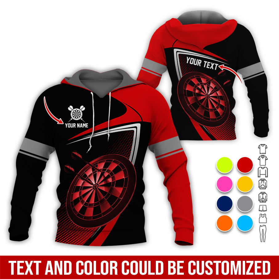 Customized Name & Text Darts Premium Hoodie, Personalized Color Spot Pattern Darts Hoodie, Perfect Gift For Darts Lovers, Darts Player