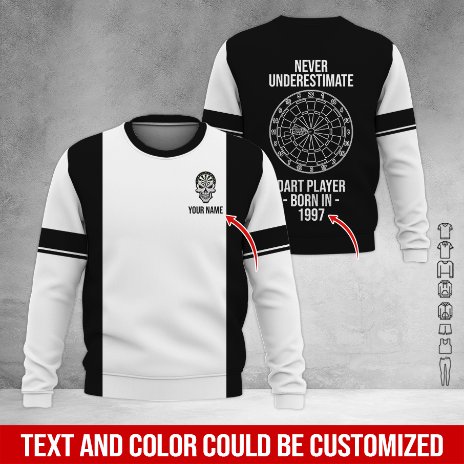 Customized Darts Sweatshirt, Personalized Name & Year Sweatshirt, Never Underestimate Darts Player Sweatshirt, Perfect Gift For Darts Lovers, Darts Player