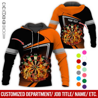 Personalized Darts Flaming Premium Hoodie, Dartboards Pattern Black & White Hoodie For Men & Women, Perfect Gift For Darts Lovers, Friend, Family