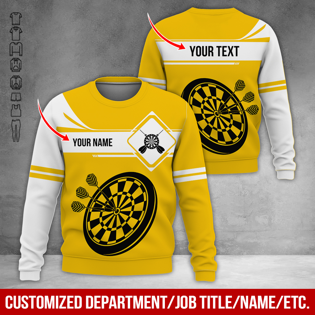 Customized Name Darts Sweatshirt, Dartboards Pattern Darts Shirts For Men & Women - Gift For Darts Lovers, Friend, Family