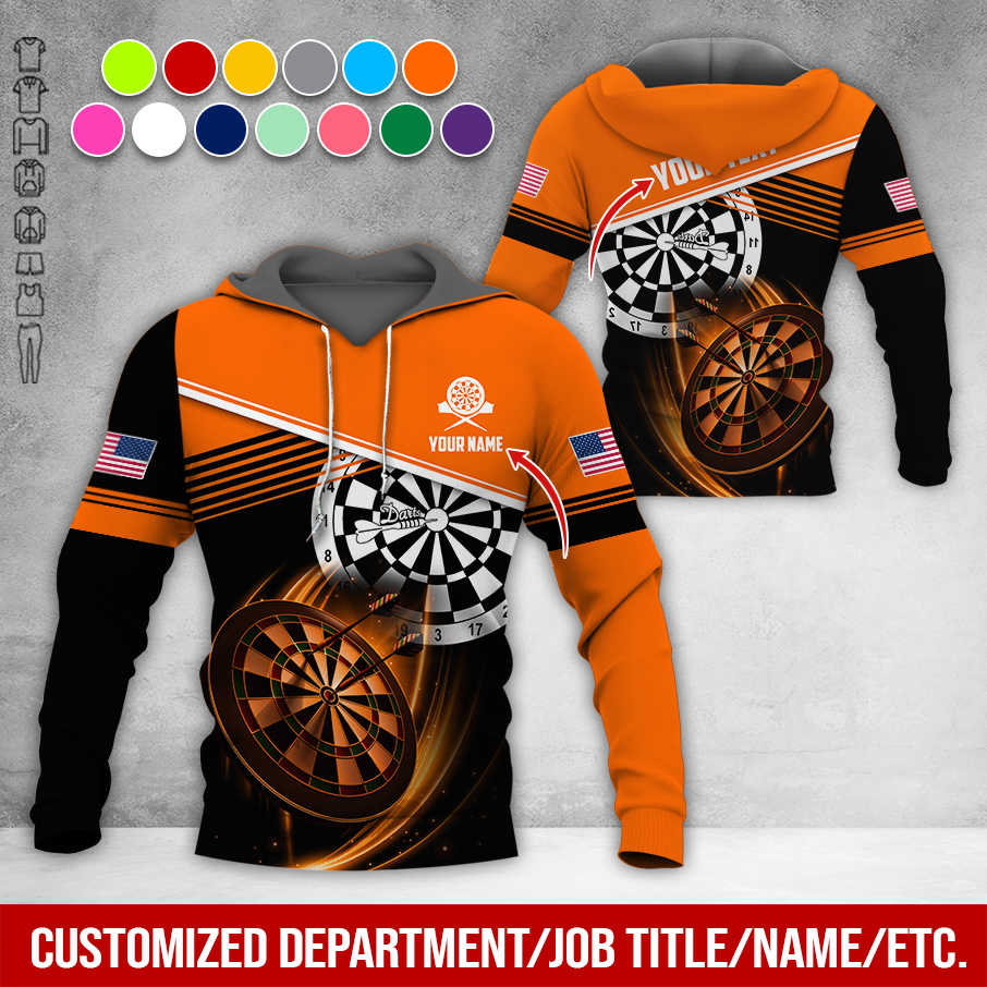 Customized Name & Text Darts Premium Hoodie, Custom National Flag, Darts Pattern Hoodie For Men & Women, Perfect Gift For Darts Lovers, Darts Player