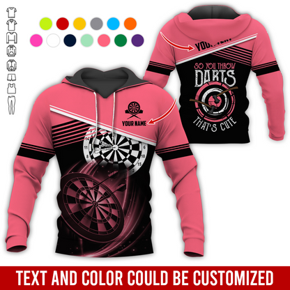 Customized Name & Text Darts Premium Hoodie, So You Throw Darts That's Cute Darts Hoodie, Perfect Gift For Darts Lovers, Darts Player