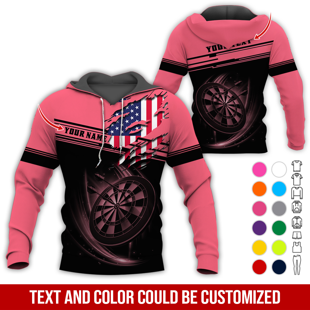 Personalized American Flag Darts Premium Hoodie ,Customized Name & Text Darts Premium Hoodie, Perfect Gift For Darts Lovers, Darts Player