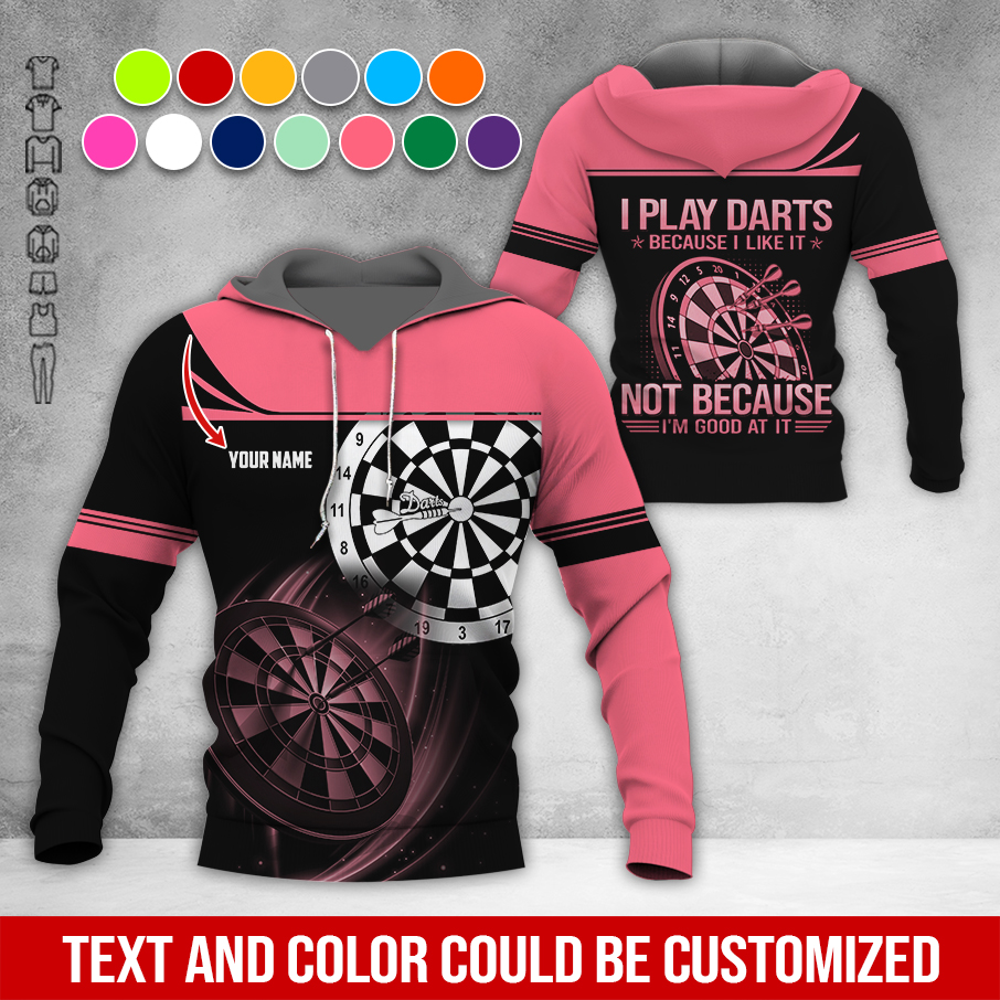 Customized Name Darts Premium Hoodie, I Play Darts Because I Like It Darts Hoodie, Perfect Gift For Darts Lovers, Darts Player