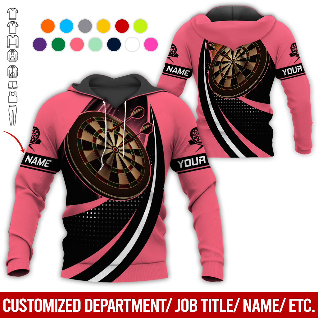 Customized Name Darts Premium Hoodie, Black Spot Pattern Darts Hoodie, Perfect Gift For Darts Lovers, Friend, Family