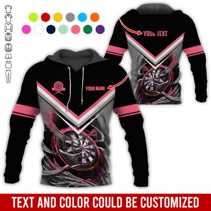 Customized Name & Text Darts Premium Hoodie, Darts And Smoke Pattern Hoodie, Perfect Gift For Darts Lovers, Darts Player