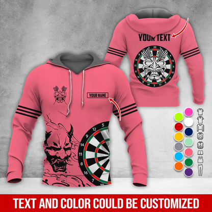 Customized Name & Text Darts Premium Hoodie, Orochimaru Demon Mask Pattern Darts Hoodie, Perfect Gift For Darts Lovers, Darts Player