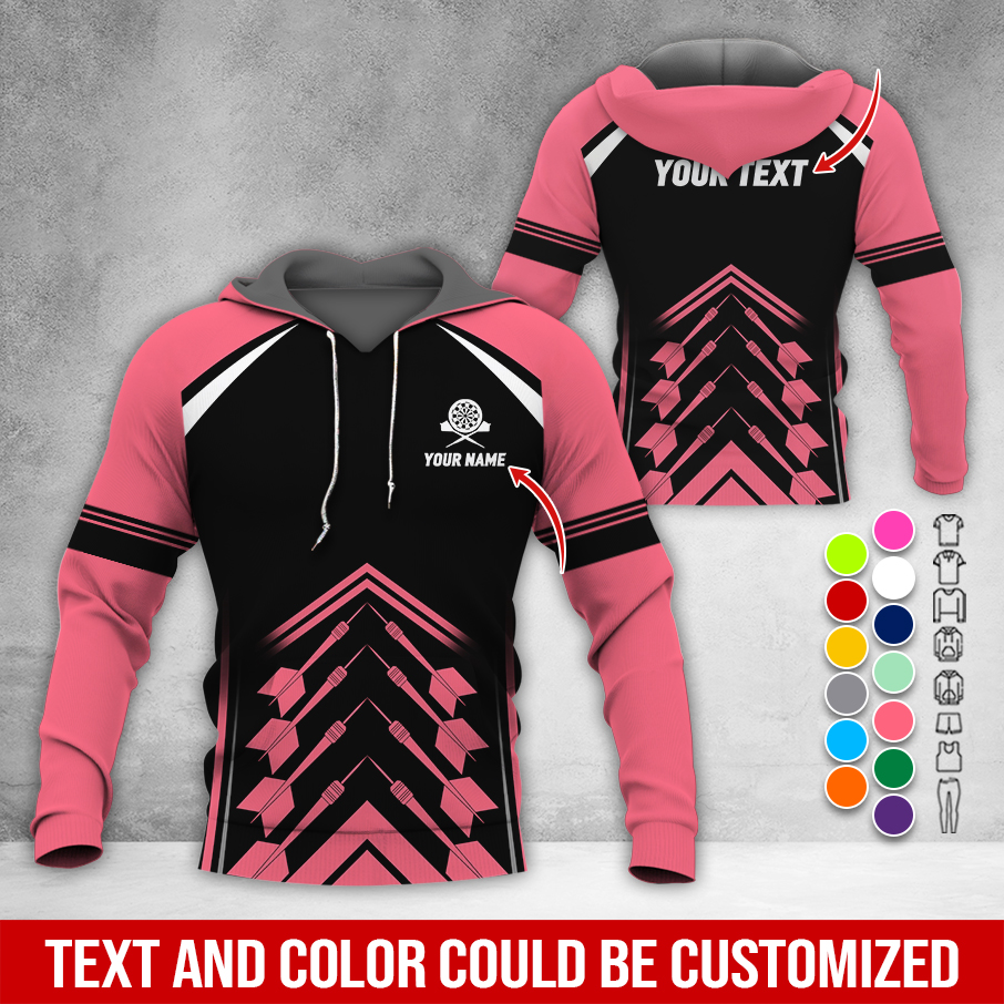 Personalized Name & Text Darts Premium Hoodie, Darts Sport Pattern Hoodie For Darts Player, Perfect Gift For Darts Lovers, Friend, Family