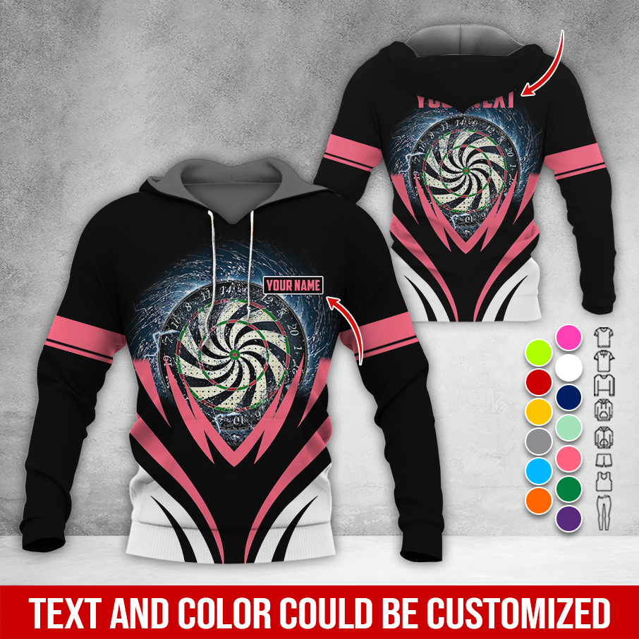 Customized Name & Text Darts Thunder Premium Hoodie, Thunder Vortex Darts Pattern Hoodie, Perfect Gift For Darts Lovers, Friend, Family