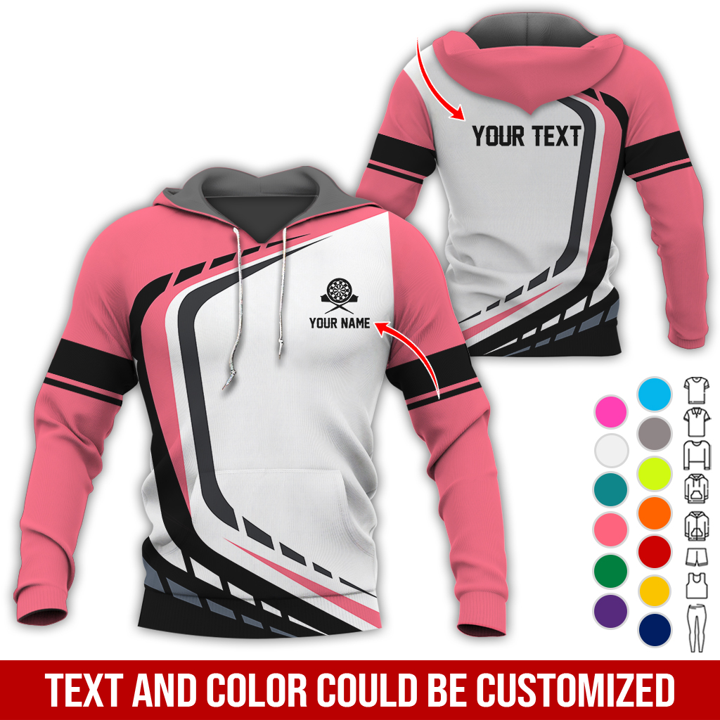Personalized Darts Premium Hoodie, Customized Name & Text White Darts Hoodie, Perfect Gift For Darts Lovers, Friend, Family