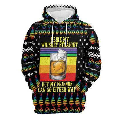 Whiskey Premium Christmas Hoodie, I Like My Whiskey Straight Unisex Hoodie For Men & Women - Perfect Gift For Christmas, Whiskey Lover