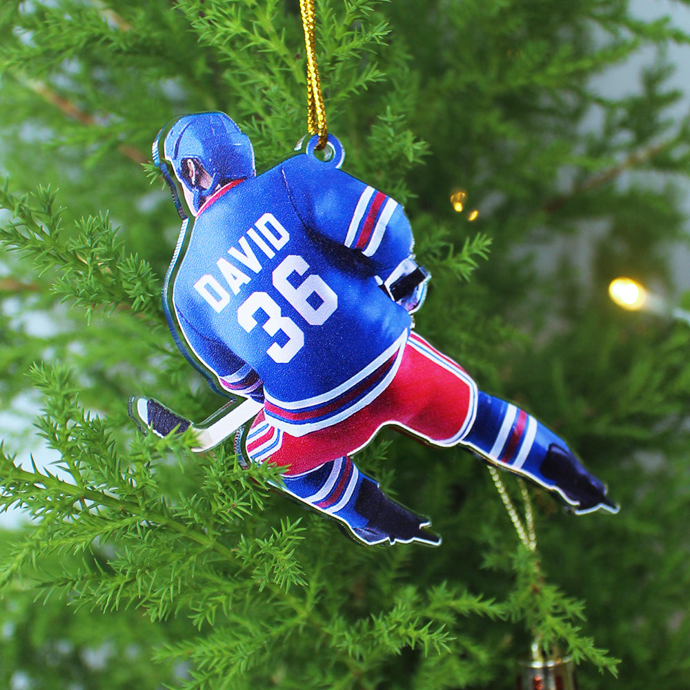 Custom Hockey Acrylic Ornament, Ice Hockey Player Acrylic Ornament - Perfect Gift For Hockey Lover, Christmas, New Year