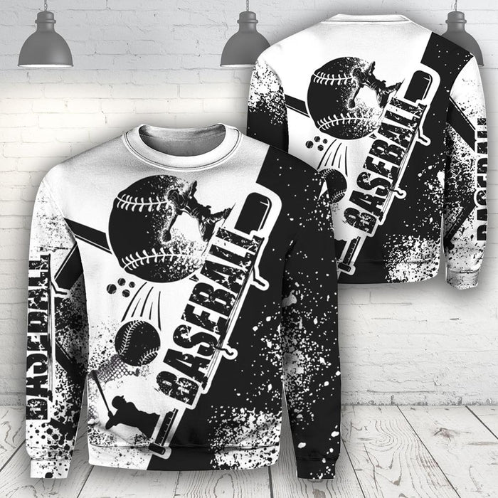 Baseball Art Black & White Sweater, Ugly Sweater For Men & Women, Perfect Outfit For Christmas New Year Autumn Winter