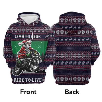 Santa Live To Ride Pullover Premium Hoodie, Perfect Outfit For Men And Women On Christmas New Year Autumn Winter