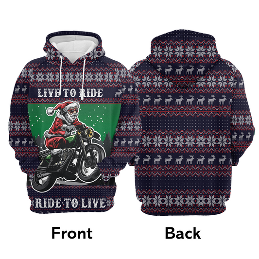 Santa Live To Ride Pullover Premium Hoodie, Perfect Outfit For Men And Women On Christmas New Year Autumn Winter