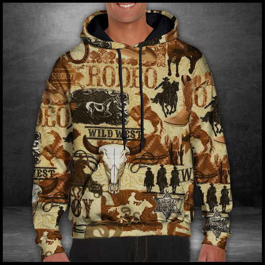 Rodeo Cowboy Pullover Premium Hoodie Wild West , Perfect Outfit For Men And Women On Christmas New Year Autumn Winter