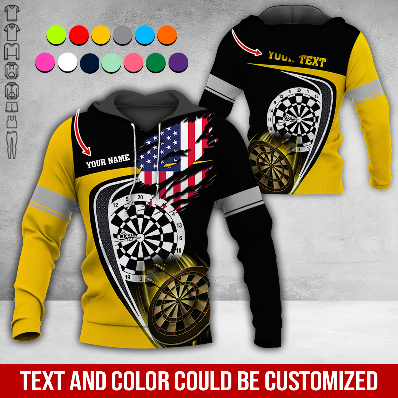 Customized American Flag Darts Premium Hoodie, Personalized Name & Text Darts Premium Hoodie, Perfect Gift For Darts Lovers, Friend, Family