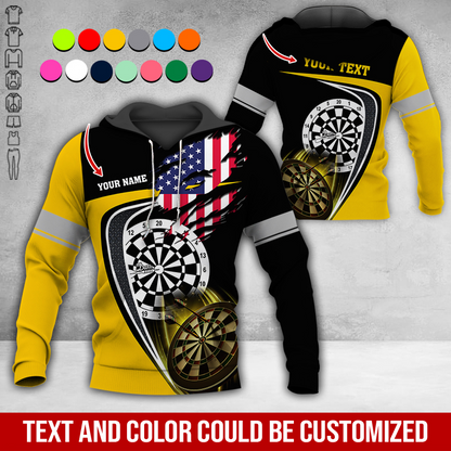 Customized American Flag Darts Premium Hoodie, Personalized Name & Text Darts Premium Hoodie, Perfect Gift For Darts Lovers, Friend, Family