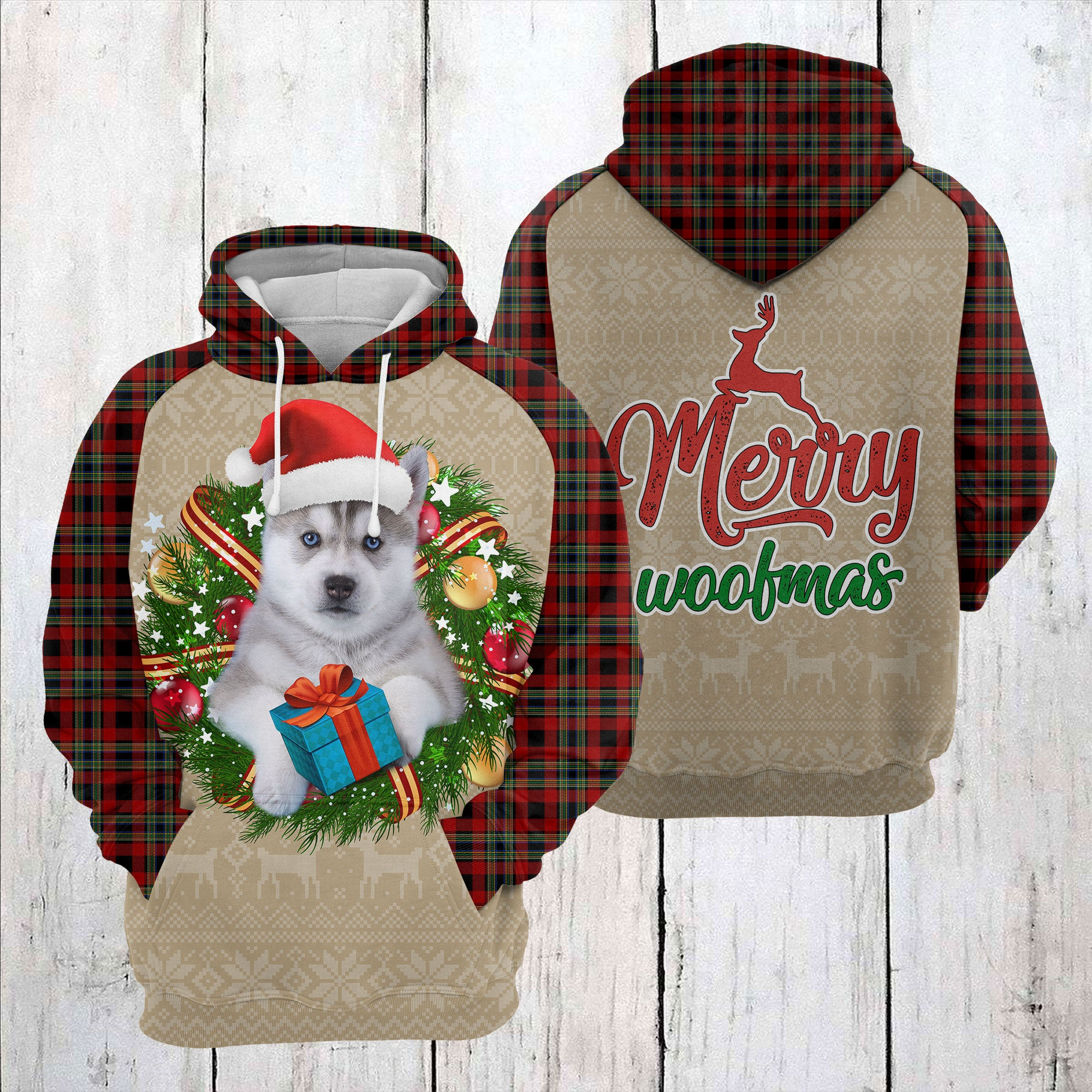 Siberian Husky Christmas Awesome Pullover Premium Hoodie  Merry Woofmas, Perfect Outfit For Men And Women On Christmas New Year Autumn Winter