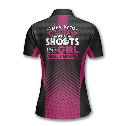 Women Billiards Polo Shirt, Personalized Billiards I'm Happy To Demonstrate What Shoots Polo Shirt For Women, Billiards Lover