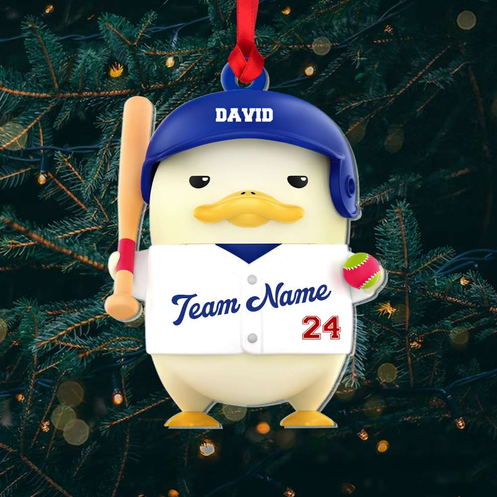 Custom Baseball Acrylic Ornament, Personalized Baseball Funny Duck Acrylic Ornament - Perfect Gift For Baseball Lover, Christmas, New Year