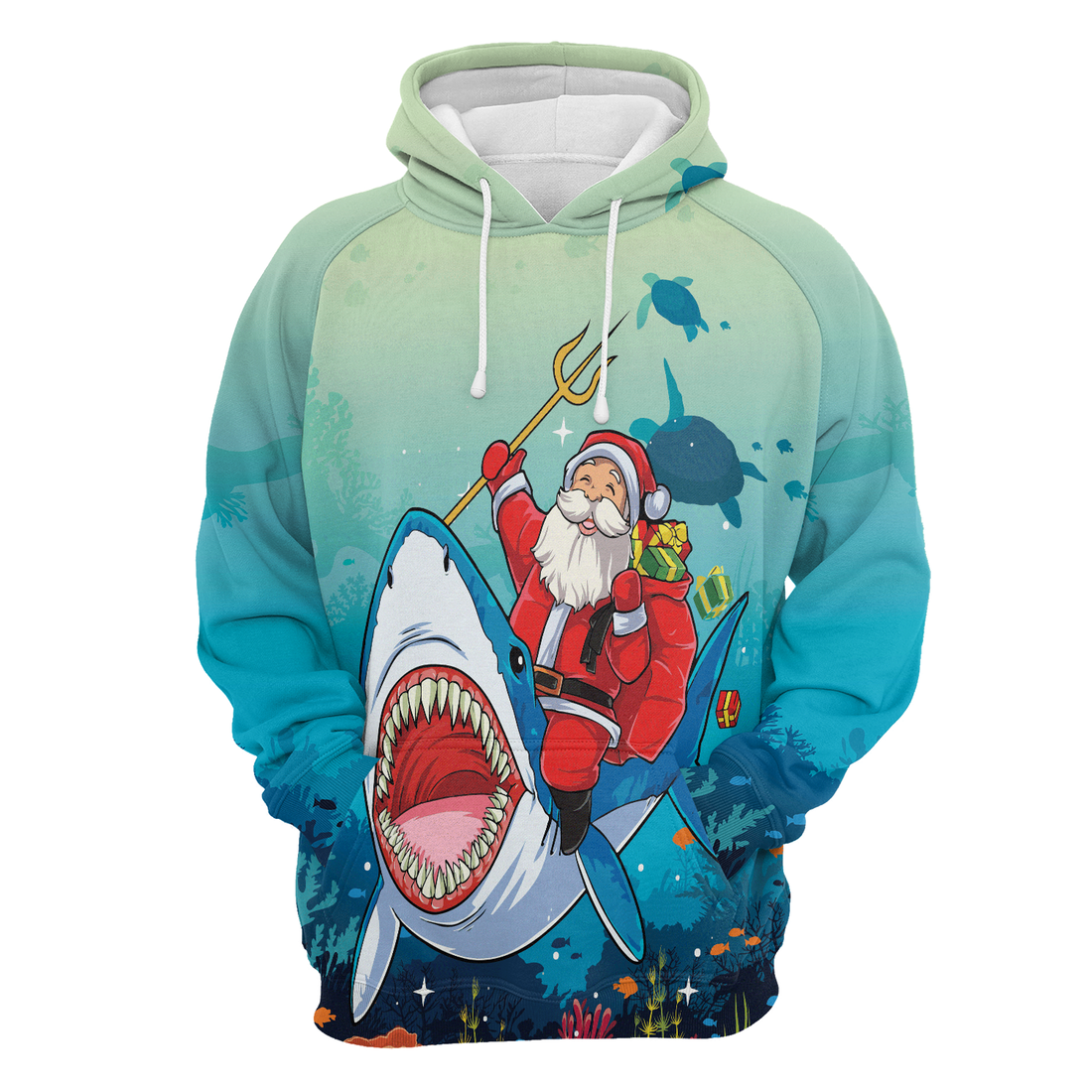 Shark Premium Christmas Hoodie, Santa Shark Under The Sea Christmas Colorful Unisex Hoodie For Men & Women - Perfect Gift For Christmas, Shark Lover