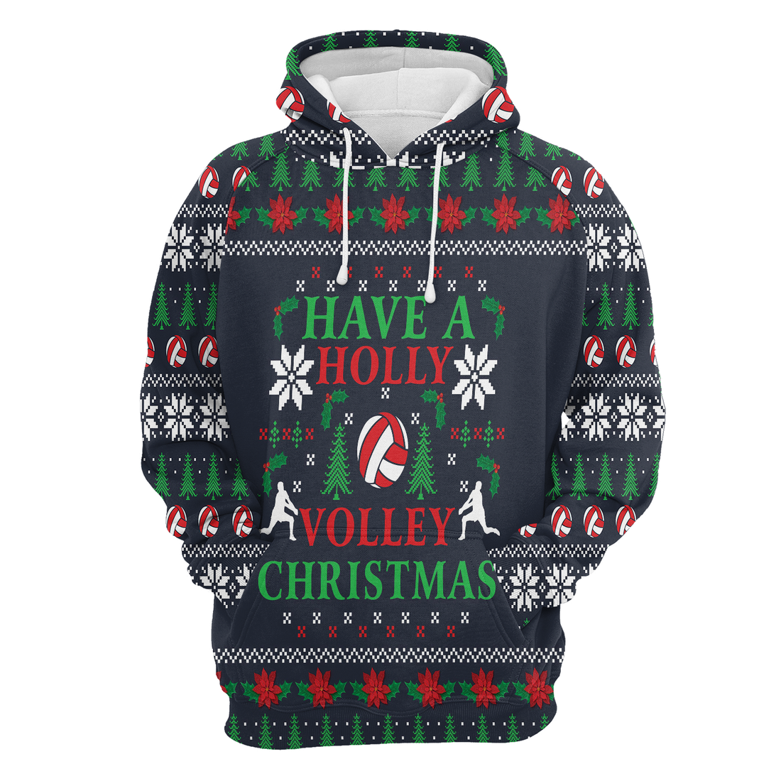 Volleyball Xmas Premium Christmas Hoodie, Have A Holly Volley Christmas Unisex Hoodie For Men & Women - Perfect Gift For Christmas, Volleyball Lovers