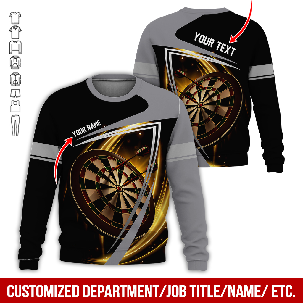 Customized Name & Text Darts Sweatshirt, Dartboard Pattern Shirts For Men & Women - Gift For Darts Lovers, Friend, Family