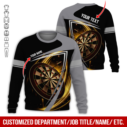 Customized Name & Text Darts Sweatshirt, Dartboard Pattern Shirts For Men & Women - Gift For Darts Lovers, Friend, Family