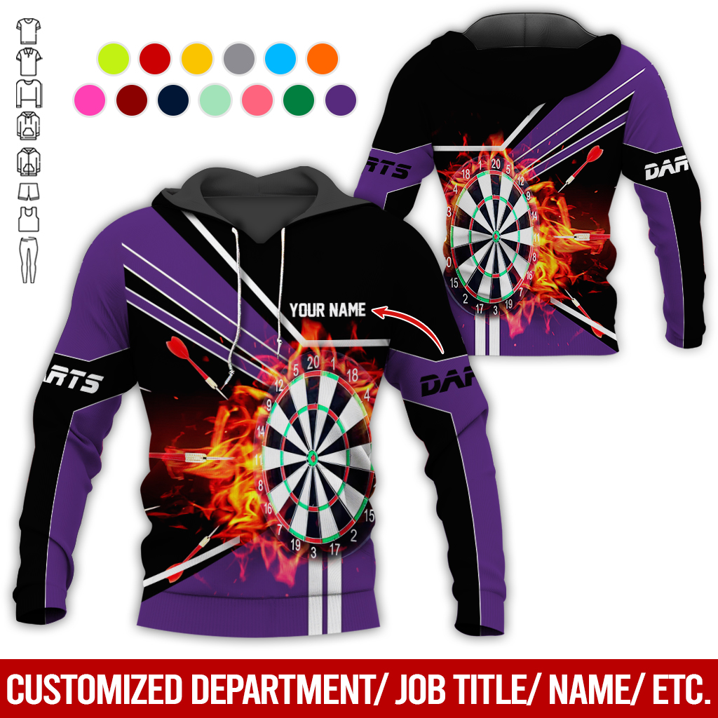 Customized Darts Flaming Premium Hoodie, Personalized Name Darts Hoodie, Perfect Gift For Darts Lovers, Darts Player