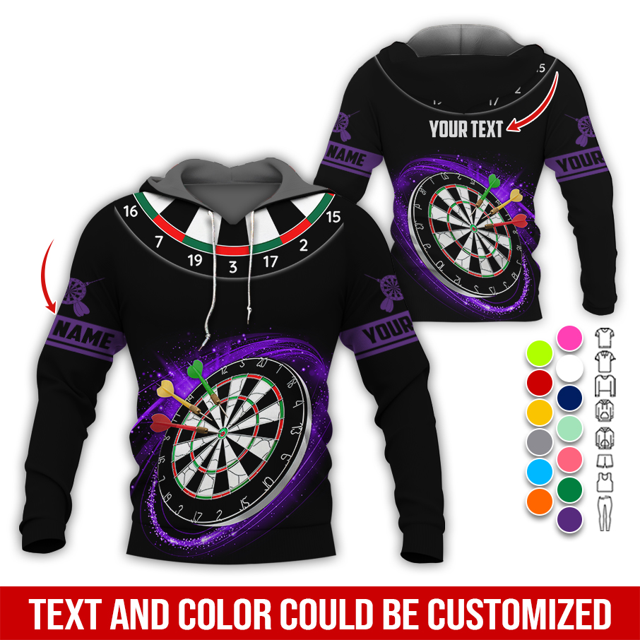 Customized Name & Text Darts Premium Hoodie, Darts Pattern Black Hoodie, Perfect Gift For Darts Lovers, Friend, Family