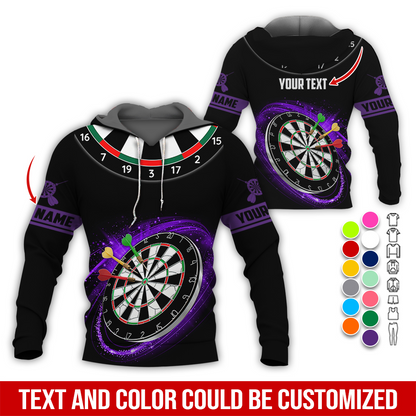 Customized Name & Text Darts Premium Hoodie, Darts Pattern Black Hoodie, Perfect Gift For Darts Lovers, Friend, Family