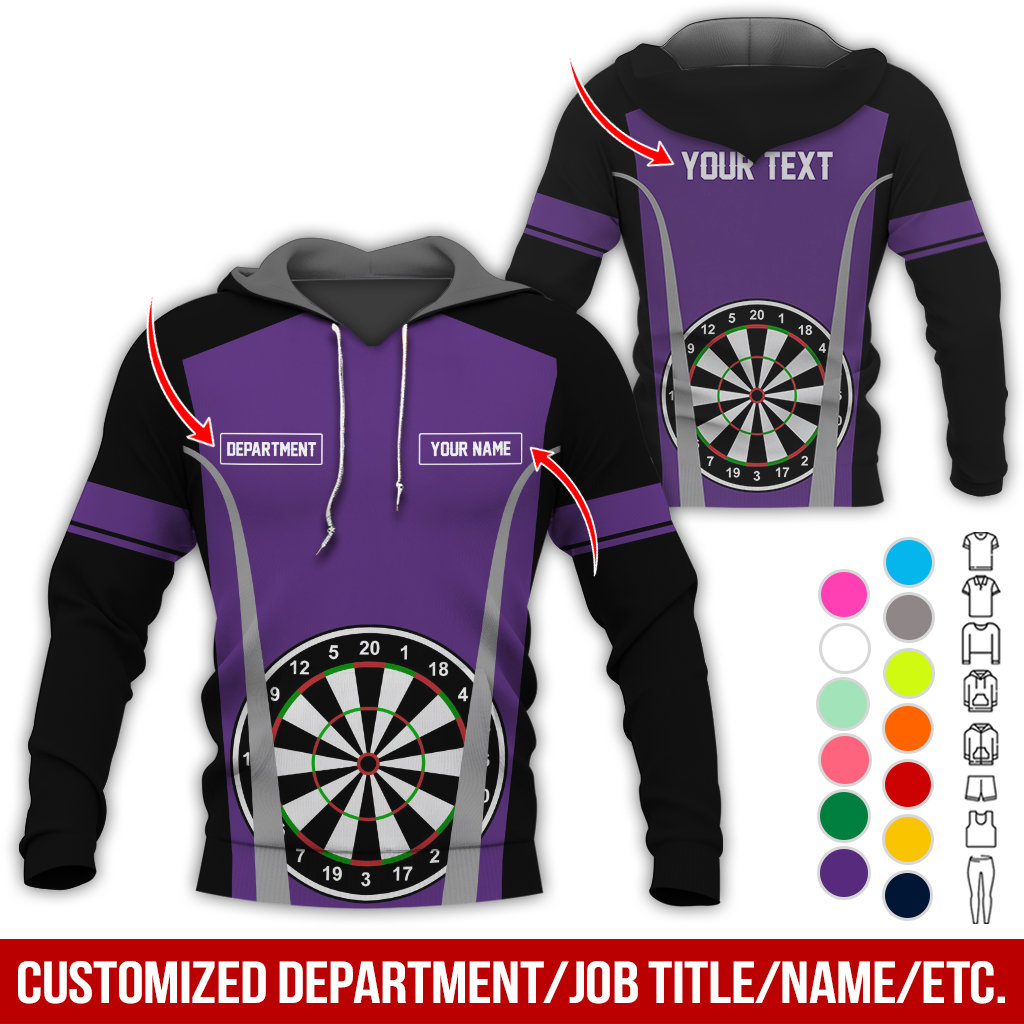Personalized Name, Text & Department Darts Premium Hoodie, Play Darts Pattern Hoodie, Perfect Gift For Darts Lovers, Friend, Family