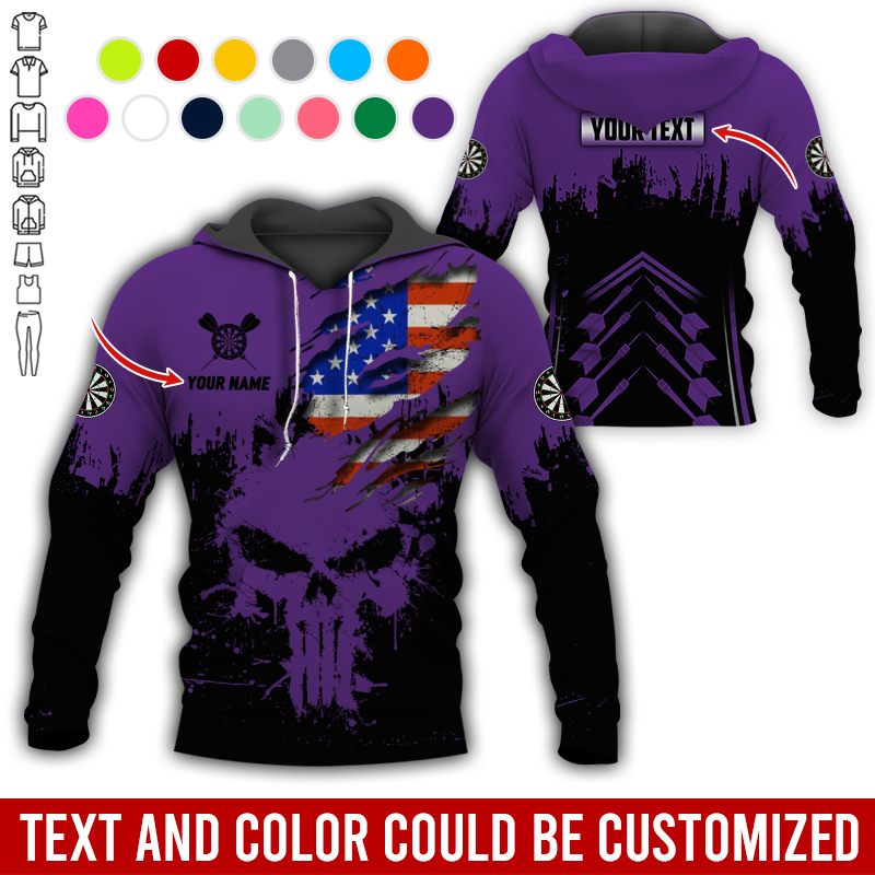 Customized Name & Text Darts Premium Hoodie, Custom National Flag Darts Hoodie For Men & Women, Perfect Gift For Darts Lovers, Darts Player