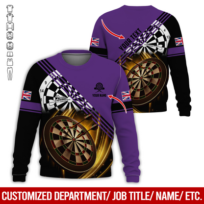 Customized Darts Sweatshirt, Personalized National Flag & Darts Pattern Sweatshirt For Men & Women, Perfect Gift For Darts Lovers, Friend, Family