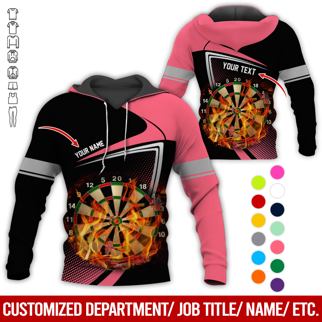 Personalized Darts Flaming Premium Hoodie, Dartboards Pattern Black & White Hoodie For Men & Women, Perfect Gift For Darts Lovers, Friend, Family