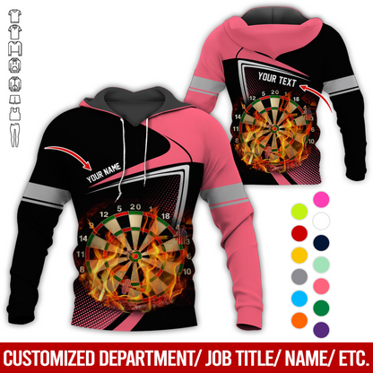 Personalized Darts Flaming Premium Hoodie, Dartboards Pattern Black & White Hoodie For Men & Women, Perfect Gift For Darts Lovers, Friend, Family