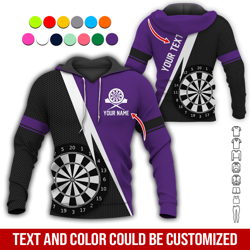 Customized Name & Text Darts Premium Hoodie, Spot Pattern Darts Black Hoodie, Perfect Gift For Darts Lovers, Darts Player