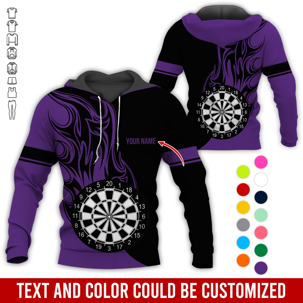 Personalized Name Darts Premium Hoodie, Fire Dartsboards Pattern Hoodie For Men & Women, Perfect Gift For Darts Lovers, Friend, Family