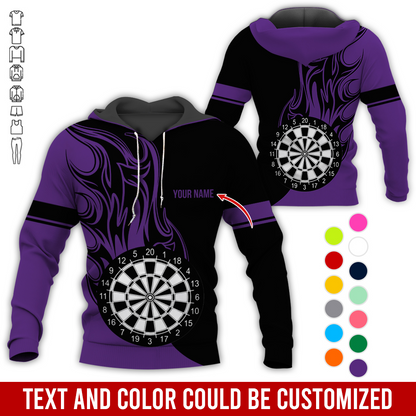 Personalized Name Darts Premium Hoodie, Fire Dartsboards Pattern Hoodie For Men & Women, Perfect Gift For Darts Lovers, Friend, Family