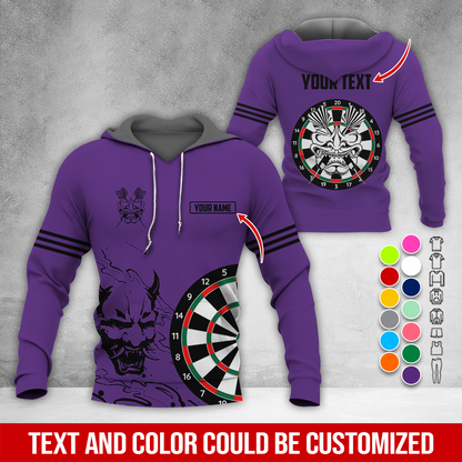 Customized Name & Text Darts Premium Hoodie, Orochimaru Demon Mask Pattern Darts Hoodie, Perfect Gift For Darts Lovers, Darts Player