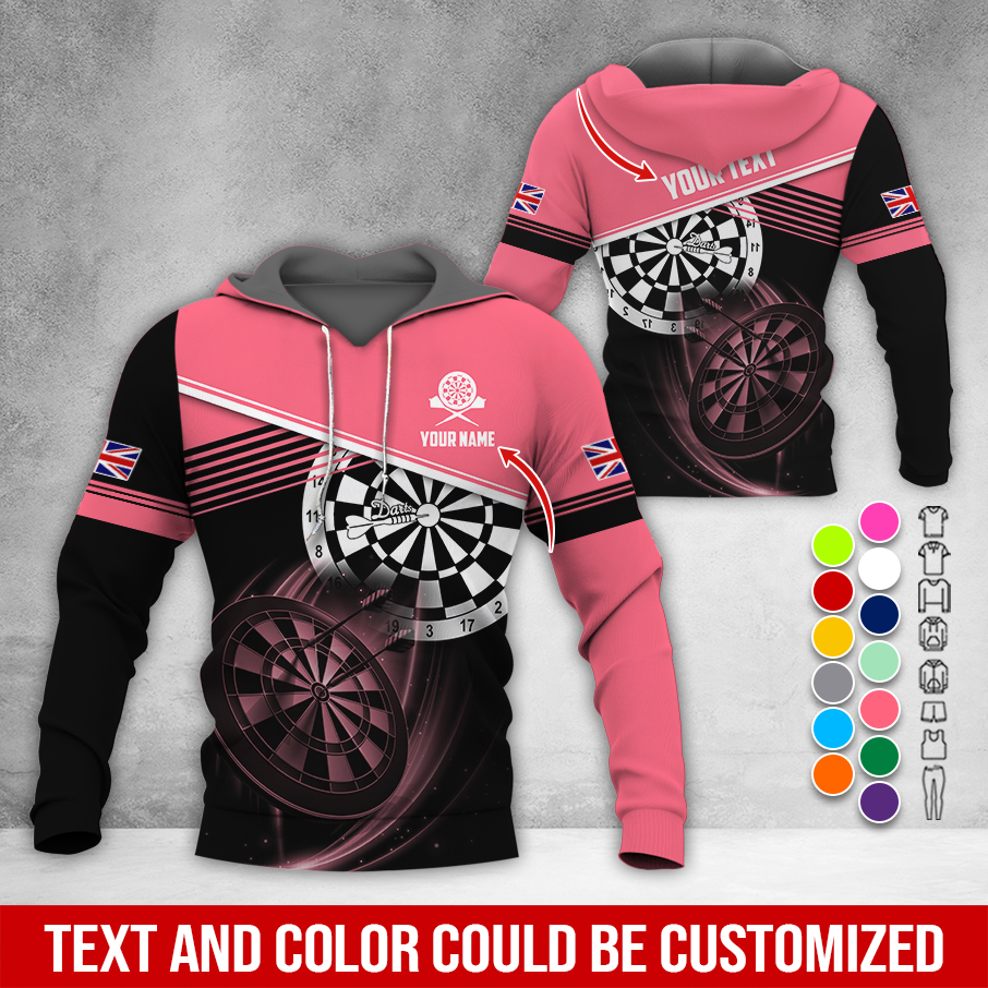 Customized Name & Text Darts Premium Hoodie, Custom Your Flag Hoodie, Perfect Gift For Darts Lovers, Friend, Family