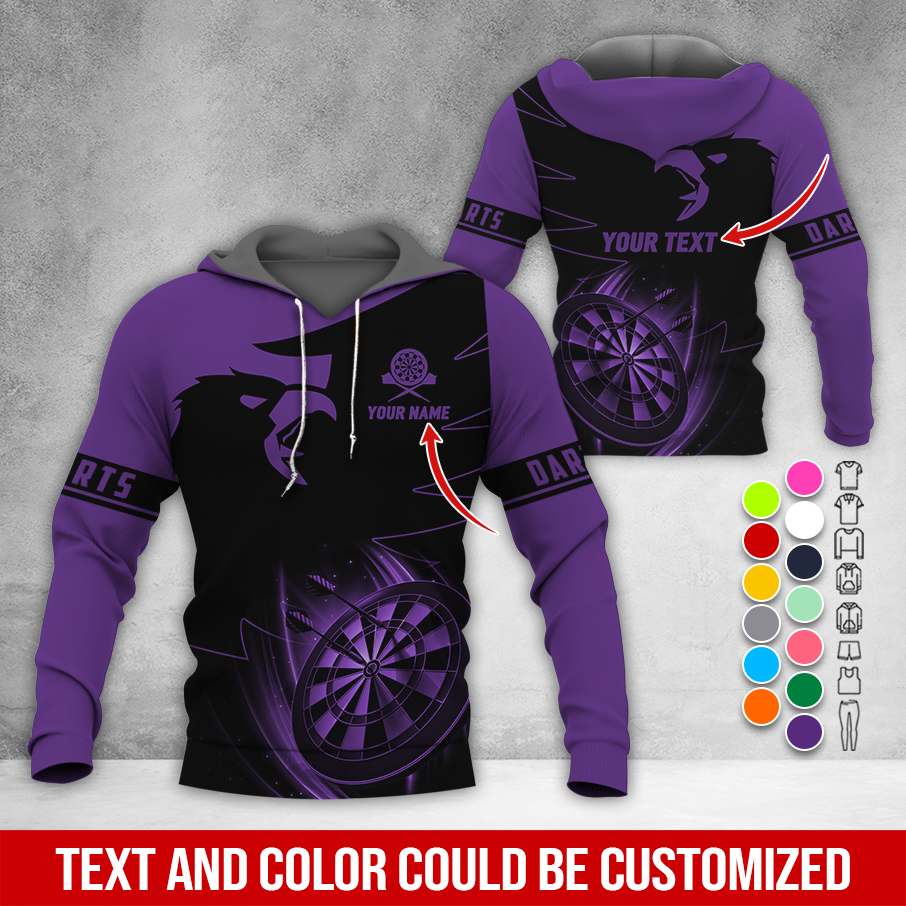 Personalized Darts Black Raven Premium Hoodie, Customized Name & Text Darts Hoodie, Perfect Gift For Darts Lovers, Darts Player