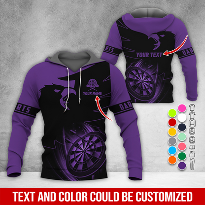 Personalized Darts Black Raven Premium Hoodie, Customized Name & Text Darts Hoodie, Perfect Gift For Darts Lovers, Darts Player