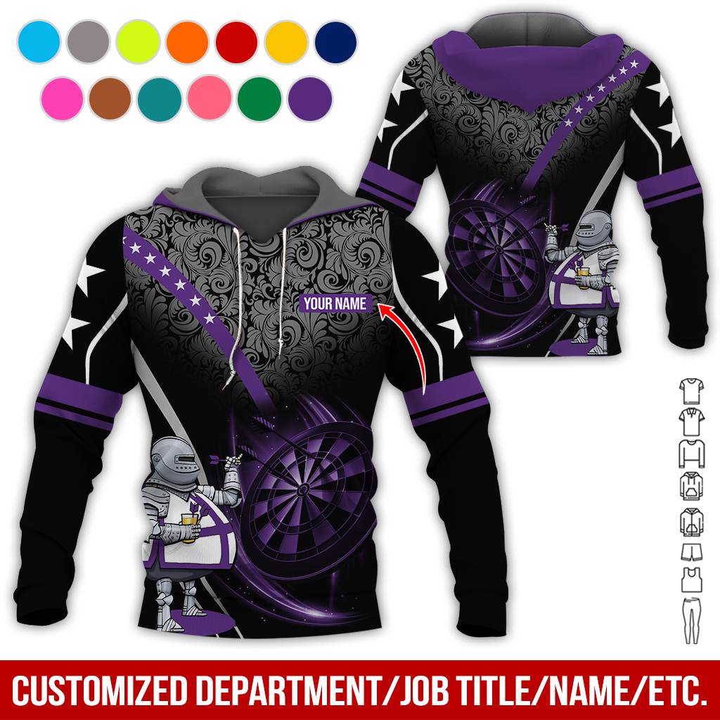 Personalized Darts Knight Armor Premium Hoodie, Customized Name Darts Tropical Pattern Hoodie, Perfect Gift For Darts Lovers, Darts Player